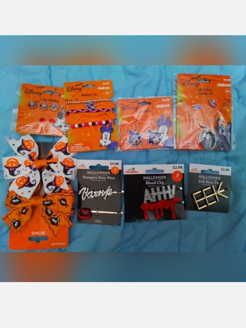 #FF Claire's Halloween Hair Clips and Pins in Orange, Black, White